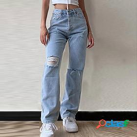 Women's Pants Trousers Jeans Black Blue Basic Trousers Mid