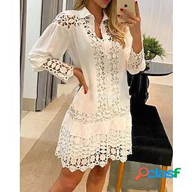 Women's Shirt Dress Casual Dress Midi Dress White Blue Green