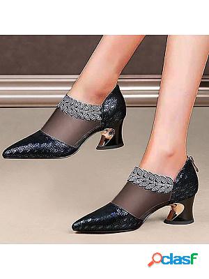 Women's Stylish Diamond Mesh Low Heels Shoes