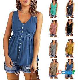 Women's Tunic Shirts Tank Button Basic Daily Modern Beach