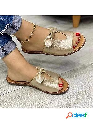 Womens Vintage Bow Flat Slippers