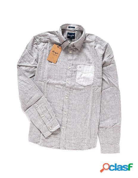 Wrangler - camicia uomo regular grigio chiaro wrangler