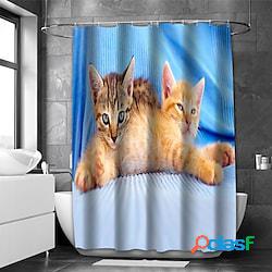 bella tenda da doccia per bagno gatto design casual in