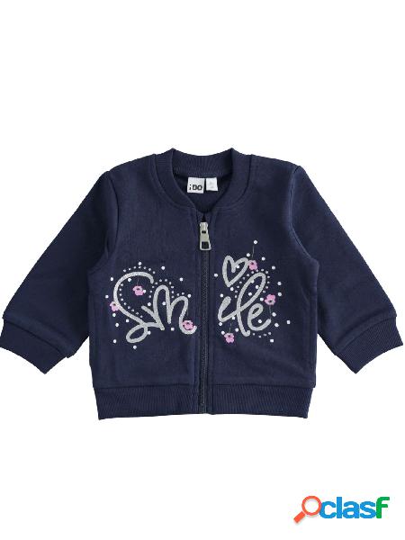 iDO Felpa con zip in cotone Blu