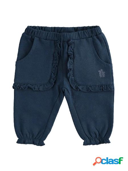 iDO Pantaloni felpati con volant Blu Navy