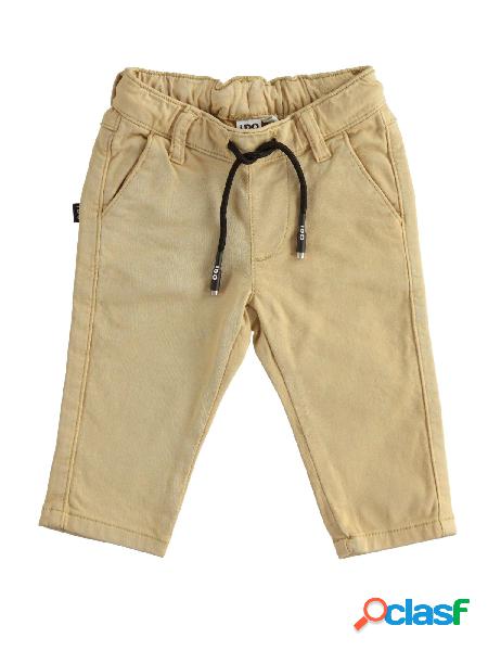 iDO Pantaloni in cotone stretch con coulisse Beige