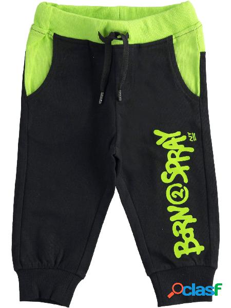 iDO Pantaloni joggers in felpa Nero/Verde