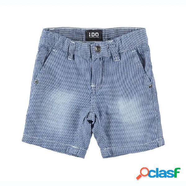 iDO pantaloncino denim in cotone a righe