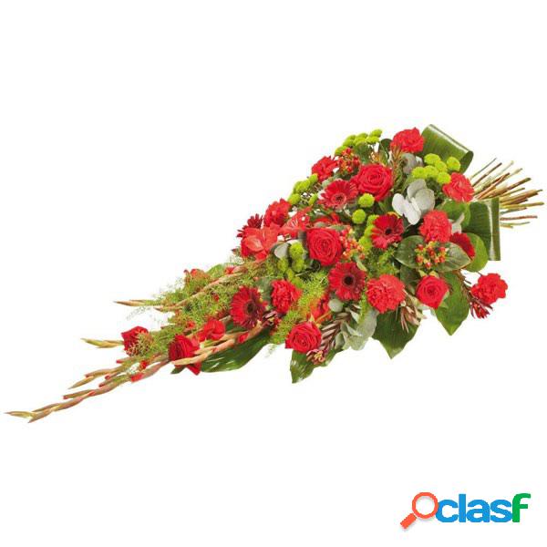 mazzo funebre fiori rossi