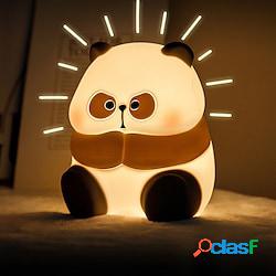 panda carino luce notturna lampada animale in silicone usb