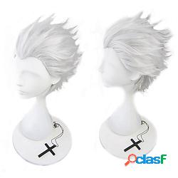 parrucca bianca argento bianco corto parrucca cosplay