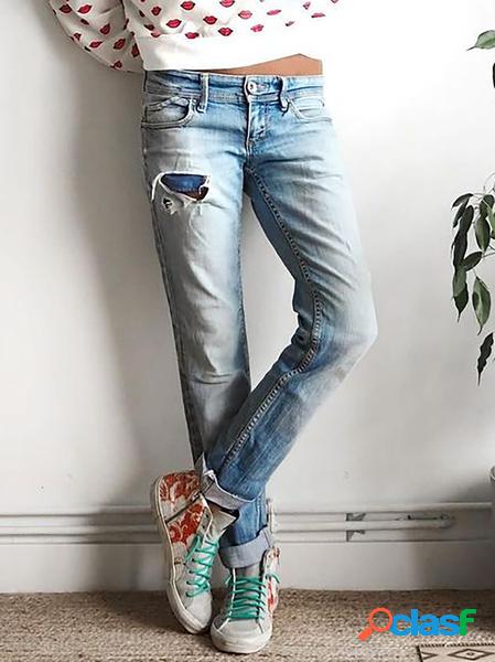 taglia grande Solido Casuale Jeans
