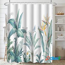 tenda doccia con ganci pianta tropicale fiore erba