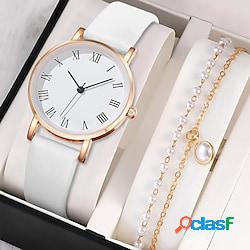 1 orologio al quarzo con quadrante rotondo 1pc bracciale