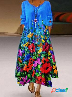 2021 Spring Print Five-point Sleeve Dress