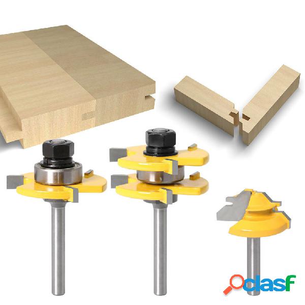 3Pcs 6mm 1/4 Shank Tongue & Grooving Joint Router Bit 45