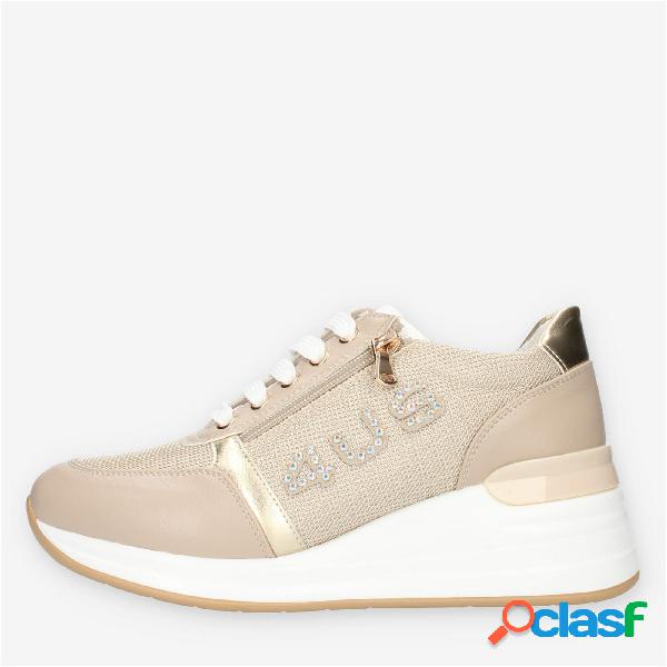 4 US by Paciotti Sneakers beige con strass