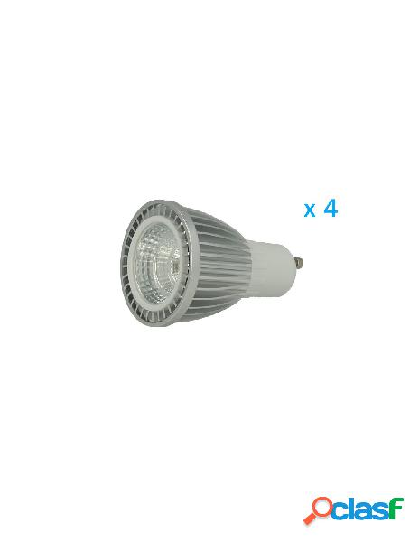 A2zworld - 4 pz lampade led gu10 cob 6w 220v bianco caldo