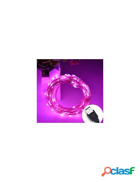 A2zworld - stringa led usb pink fucsia 5 metri 50 led ip67