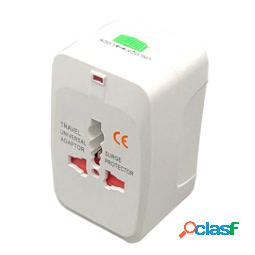 Adattatore da viaggio universale - 2 prese USB - bianco -