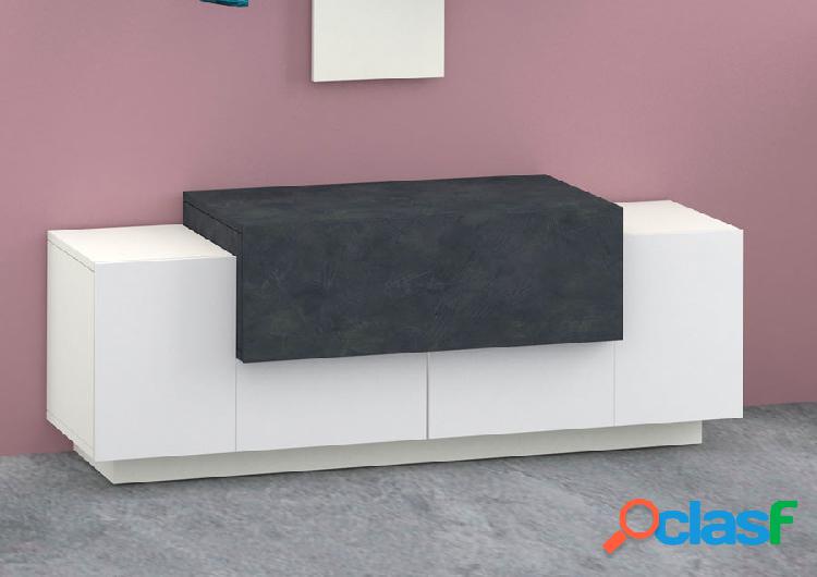Alessio - Mobile tv moderno in legno bianco lucido con 3