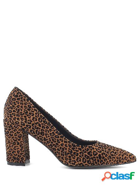 Altramarea Decollete in camoscio leopardato con tacco largo,
