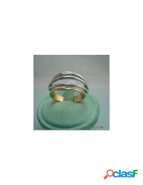 Anello oro bianco giallo 18kt fascia fantasia 25051112