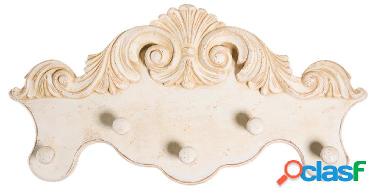 Appendiabiti da parete in legno stile classico cm 76x9x37h