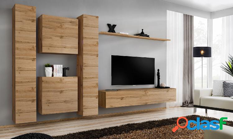 Attilio - Parete design per salotto o soggiorno quercia