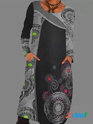Autumn And Winter Printed Vintage Midi Dress