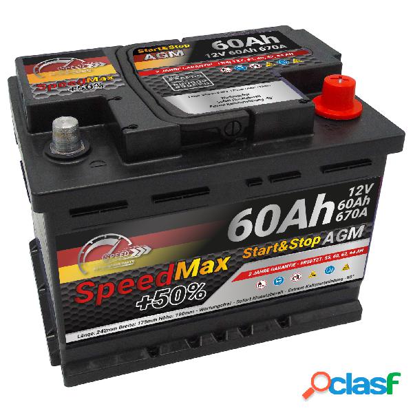 Batteria auto Speed Max 60Ah AGM 670A Start Stop