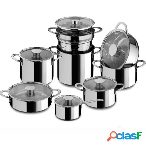 Batteria di pentole 14 pezzi GOURMET acciaio inox 18/10 con