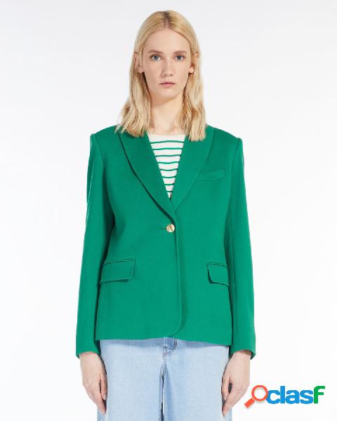 Blazer verde smeraldo in jersey di misto cotone con bottone