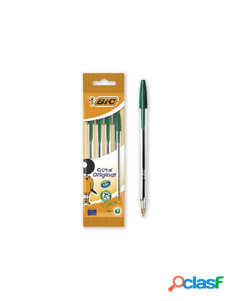 Blister 4 penne a sfera cristal original colore verde