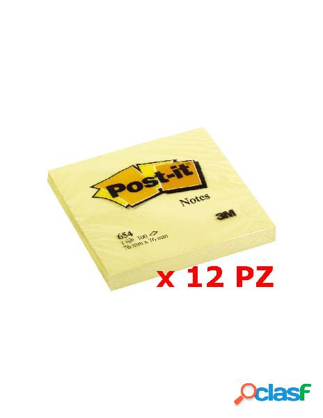 Blocchetti post-it giallo canary 76x76 mm 100ff conf da 12