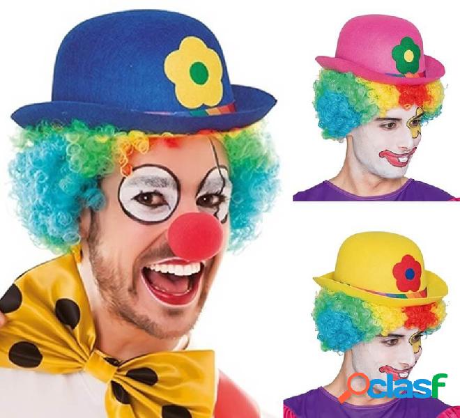 Bombetta da clown con fiore in vari colori