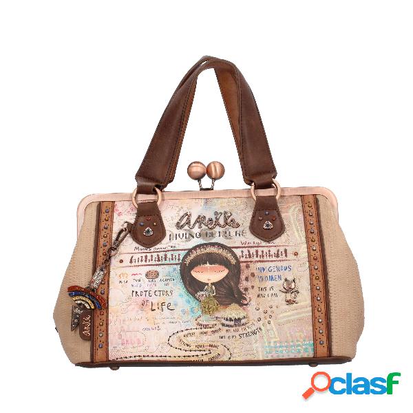 Borsa a mano in similpelle - Beige / TU