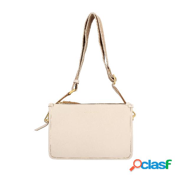 Borsa a tracolla in vera pelle - Beige / TU