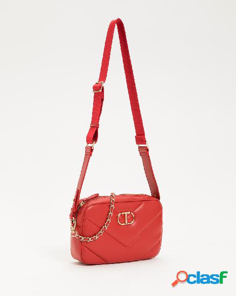 Borsa rossa con doppia tracolla in similpelle con