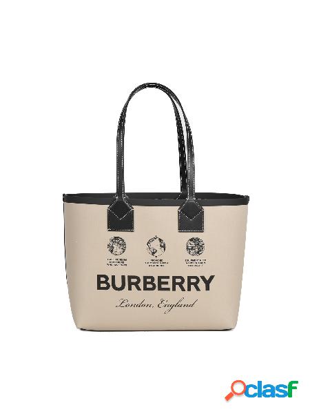 Borsa tote london piccola in pelle e cotone