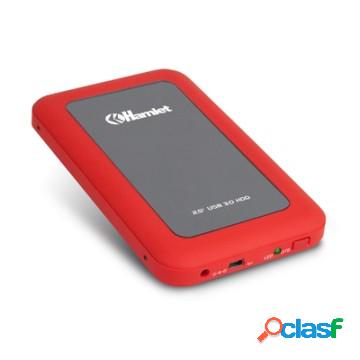 Box, 2.5", sata-ii, usb 3.0, 5gbps, rosso/gris