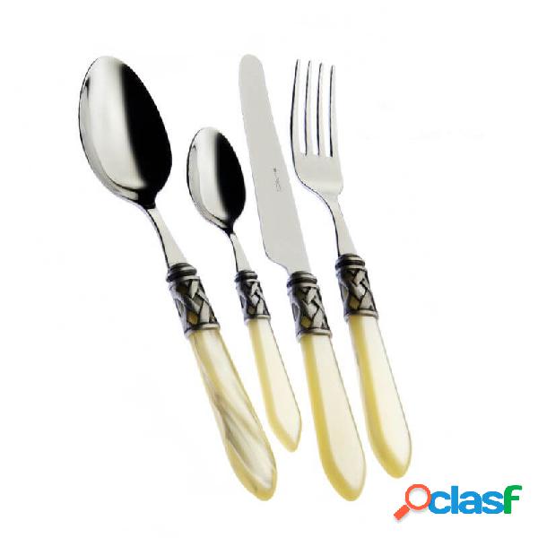 Bugatti Aladdin Argentate Set Posate 24 Pz Avorio Madreperla