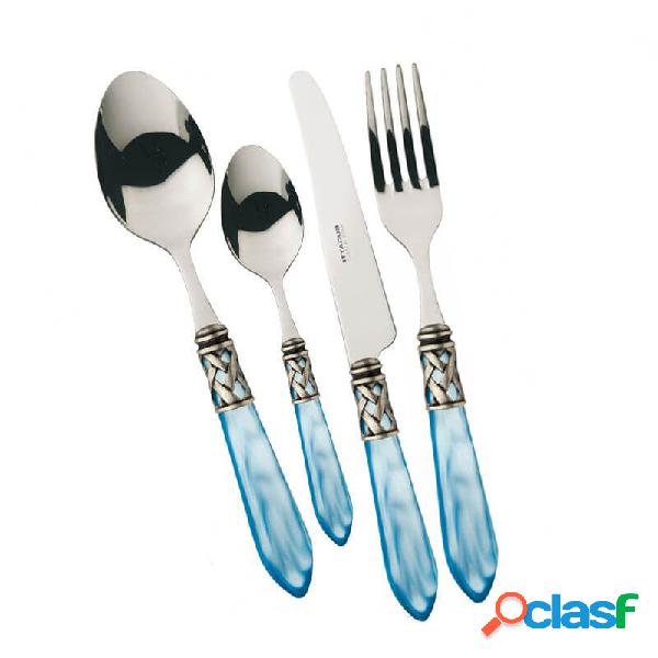 Bugatti Aladdin Argentate Set Posate 24 Pz Azzurro