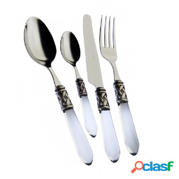 Bugatti Aladdin Argentate Set Posate 24 Pz Bianco