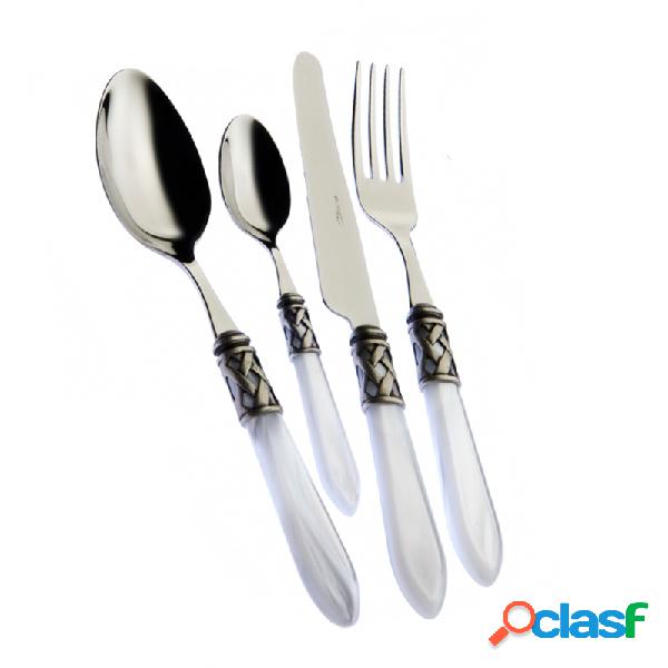 Bugatti Aladdin Argentate Set Posate 24 Pz Bianco Madreperla