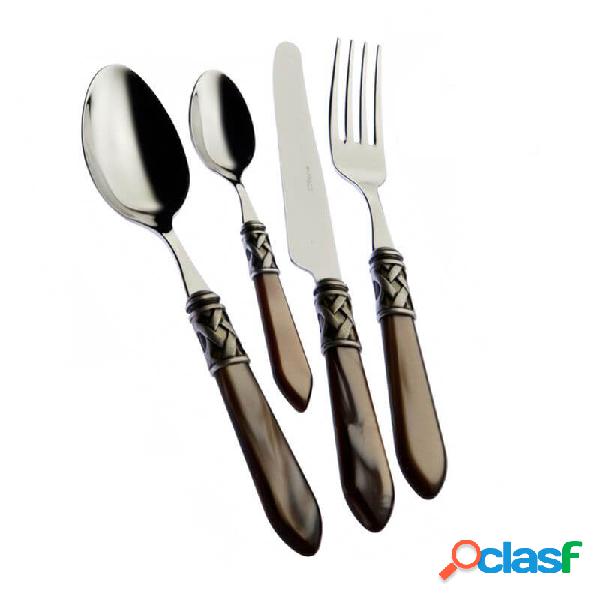 Bugatti Aladdin Argentate Set Posate 24 Pz Onice Madreperla