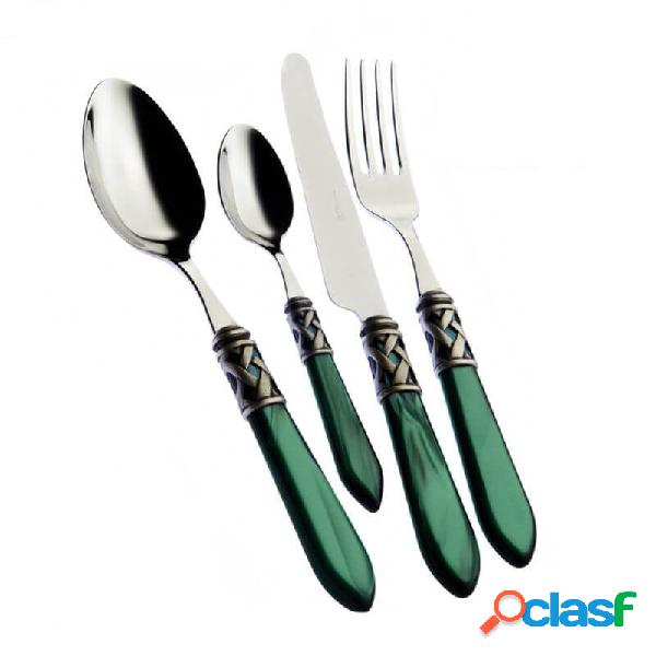 Bugatti Aladdin Argentate Set Posate 24 Pz Verde Madreperla