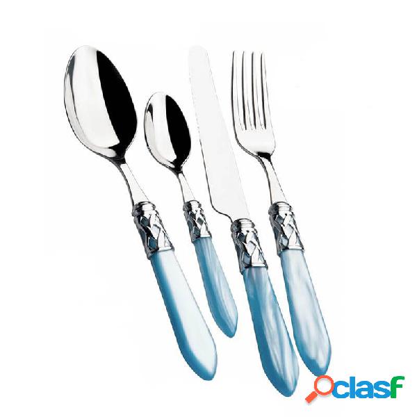 Bugatti Aladdin Cromate Set Posate 24 Pz Azzurro Madreperla