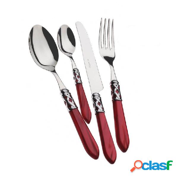 Bugatti Aladdin Cromate Set Posate 24 Pz Bordeaux Madreperla
