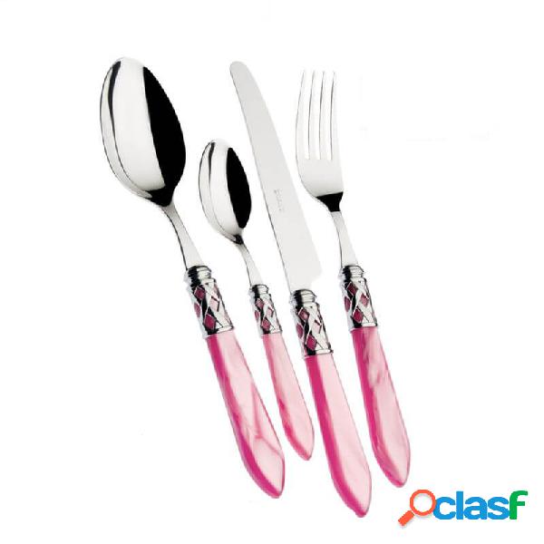 Bugatti Aladdin Cromate Set Posate 24 Pz Fucsia Madreperla